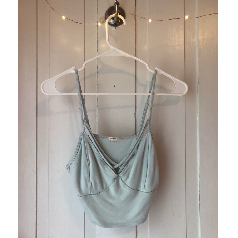 Garage Ice Blue Criss-Cross Crop Top